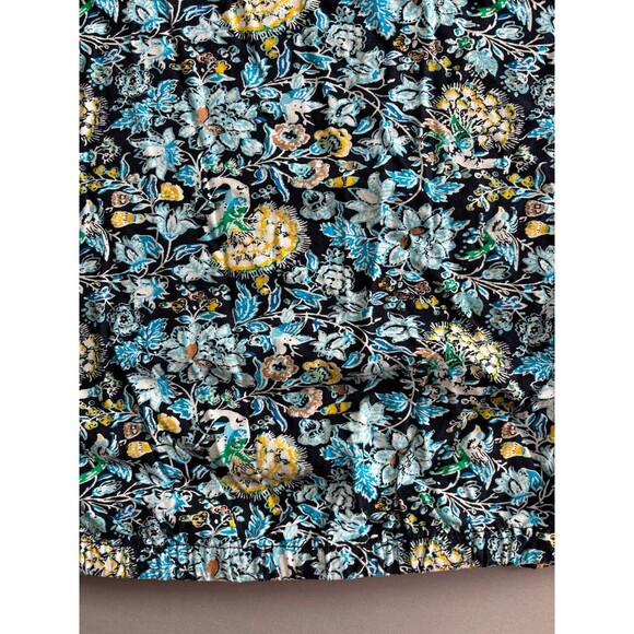 Loft Outlet Blue Floral Print Scrunch Waist Vneck Tank Blouse size large - Picture 2 of 6